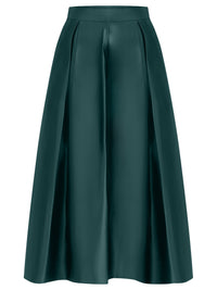 Weitschwingender Rock aus mattschimmerndem Satin | emerald
