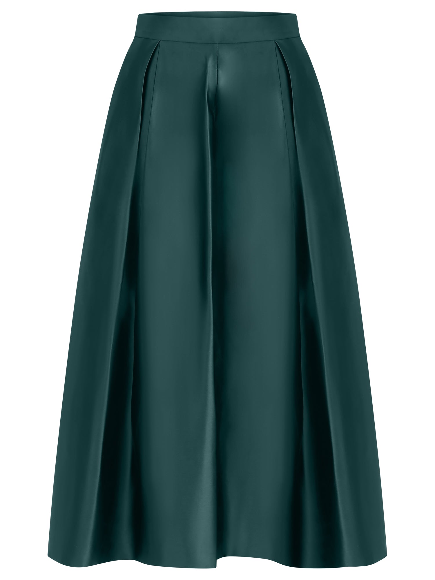 Weitschwingender Rock aus mattschimmerndem Satin | emerald
