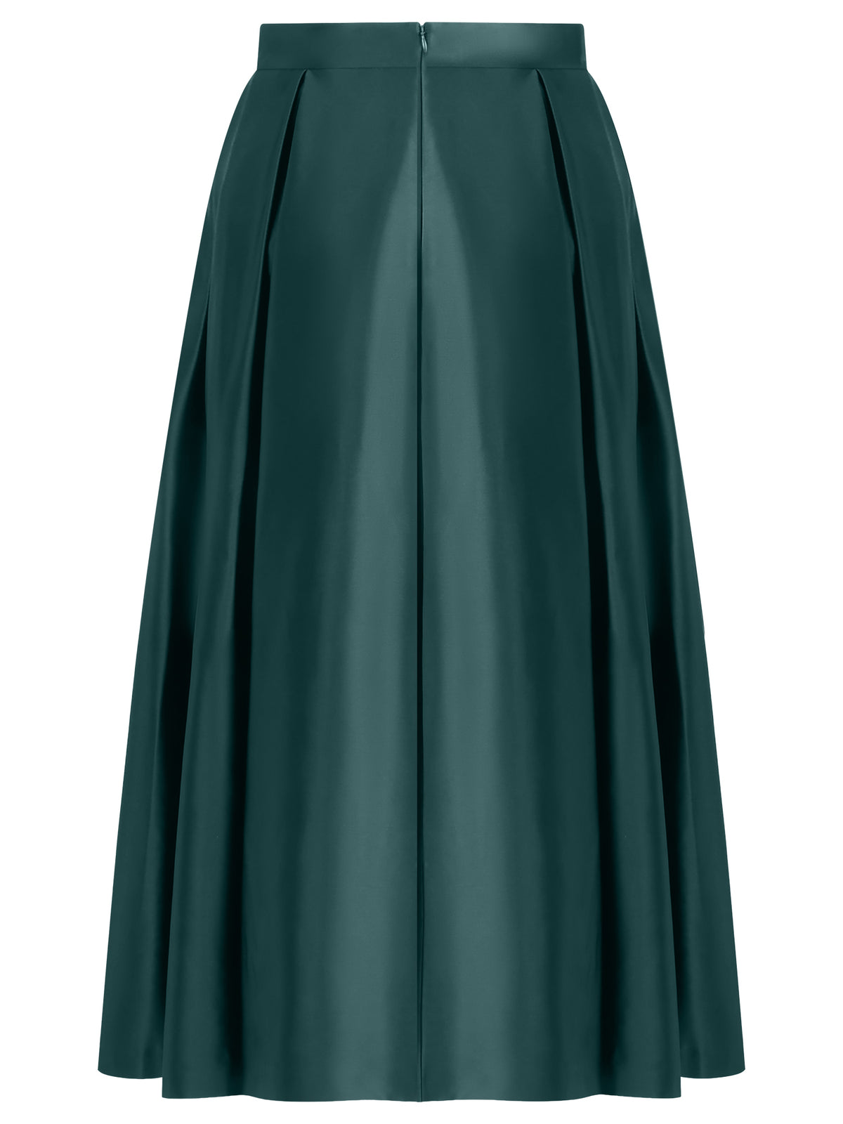 Weitschwingender Rock aus mattschimmerndem Satin | emerald