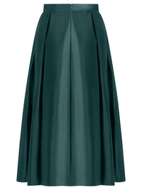 Weitschwingender Rock aus mattschimmerndem Satin | emerald