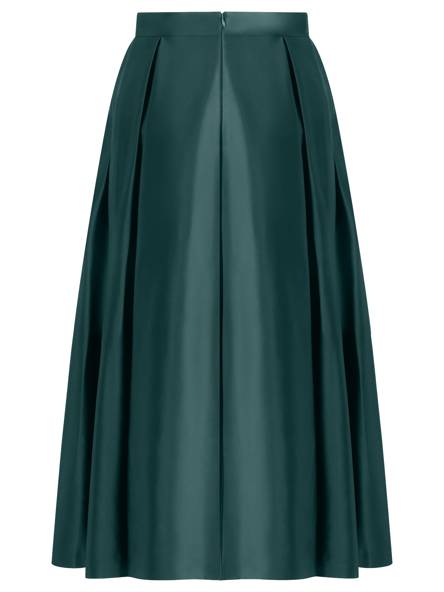 Weitschwingender Rock aus mattschimmerndem Satin | emerald