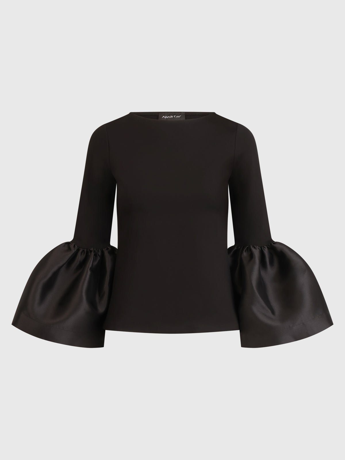 Shirt mit Taftvolants | schwarz