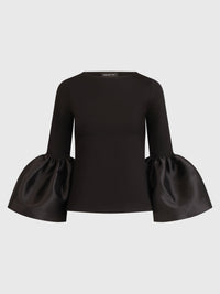Shirt mit Taftvolants | schwarz