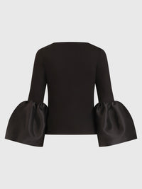 Shirt mit Taftvolants | schwarz