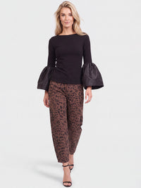 Shirt mit Taftvolants | schwarz
