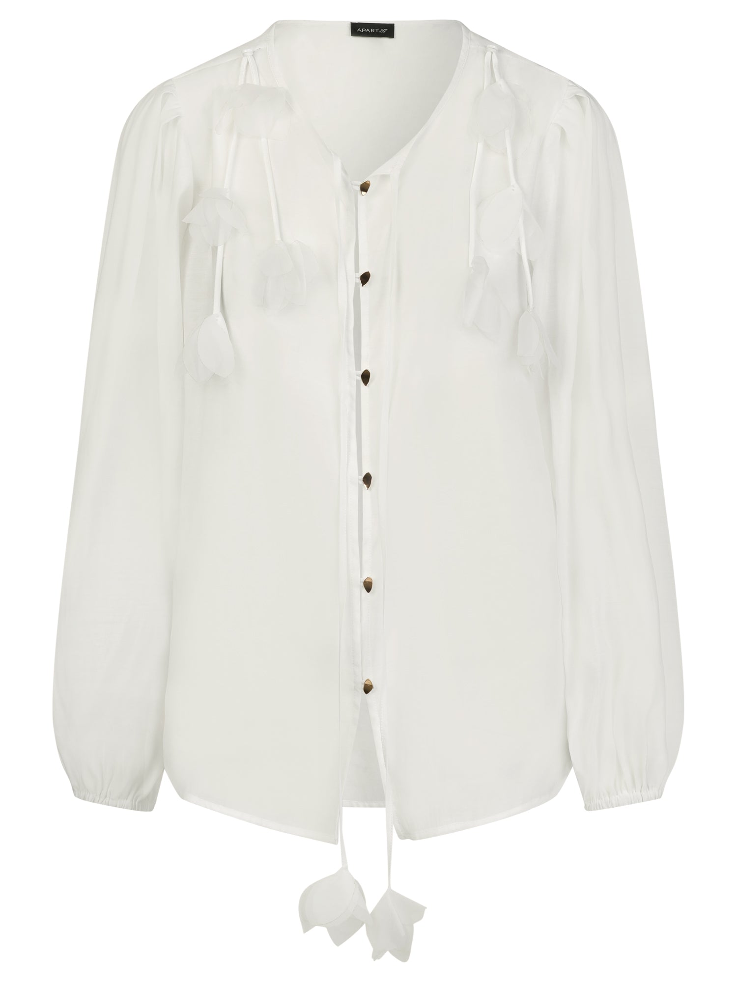 Bluse mit Blütenapplikationen | creme