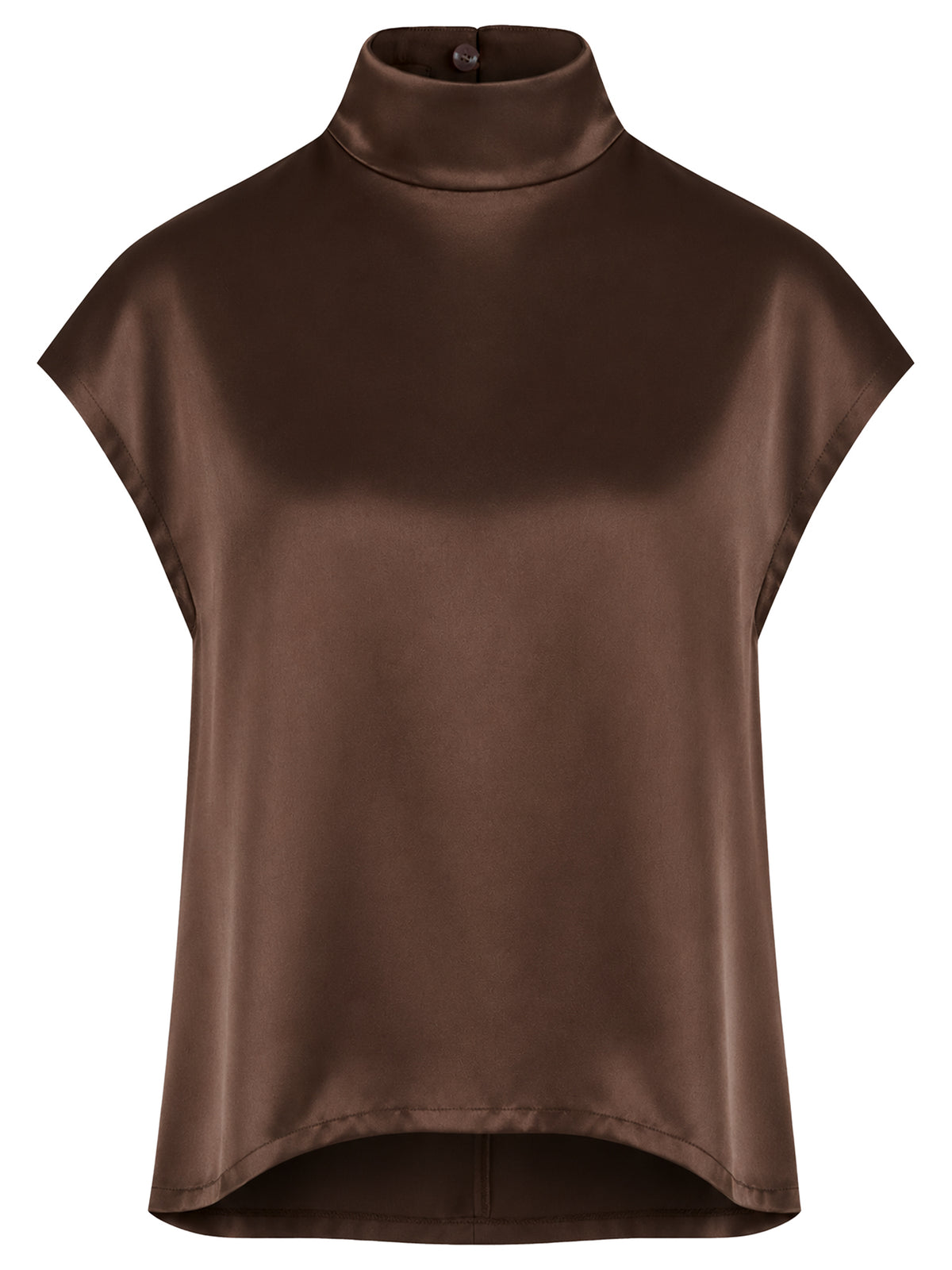 Satinbluse mit Stehkragen | braun