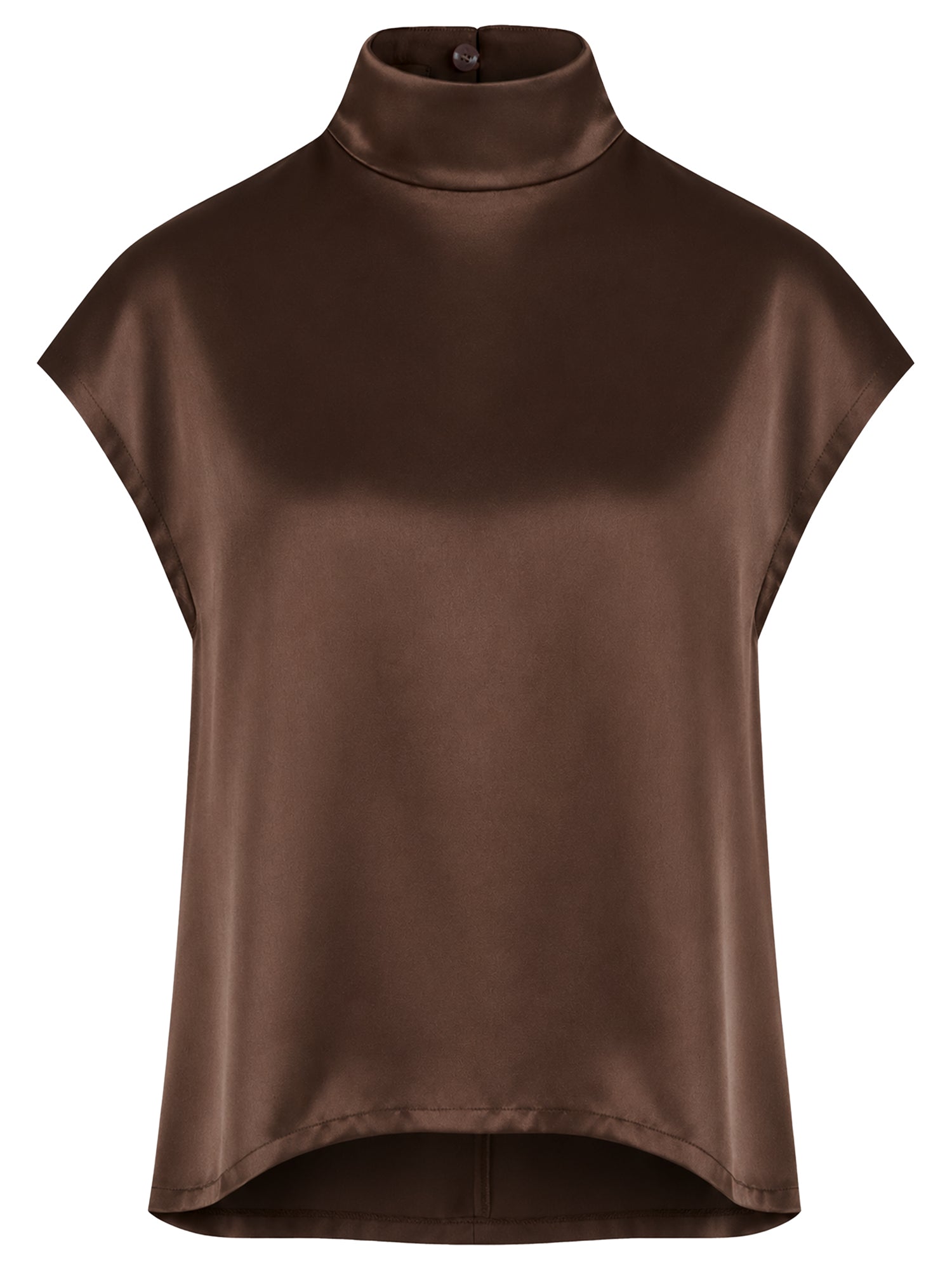 Satinbluse mit Stehkragen | braun