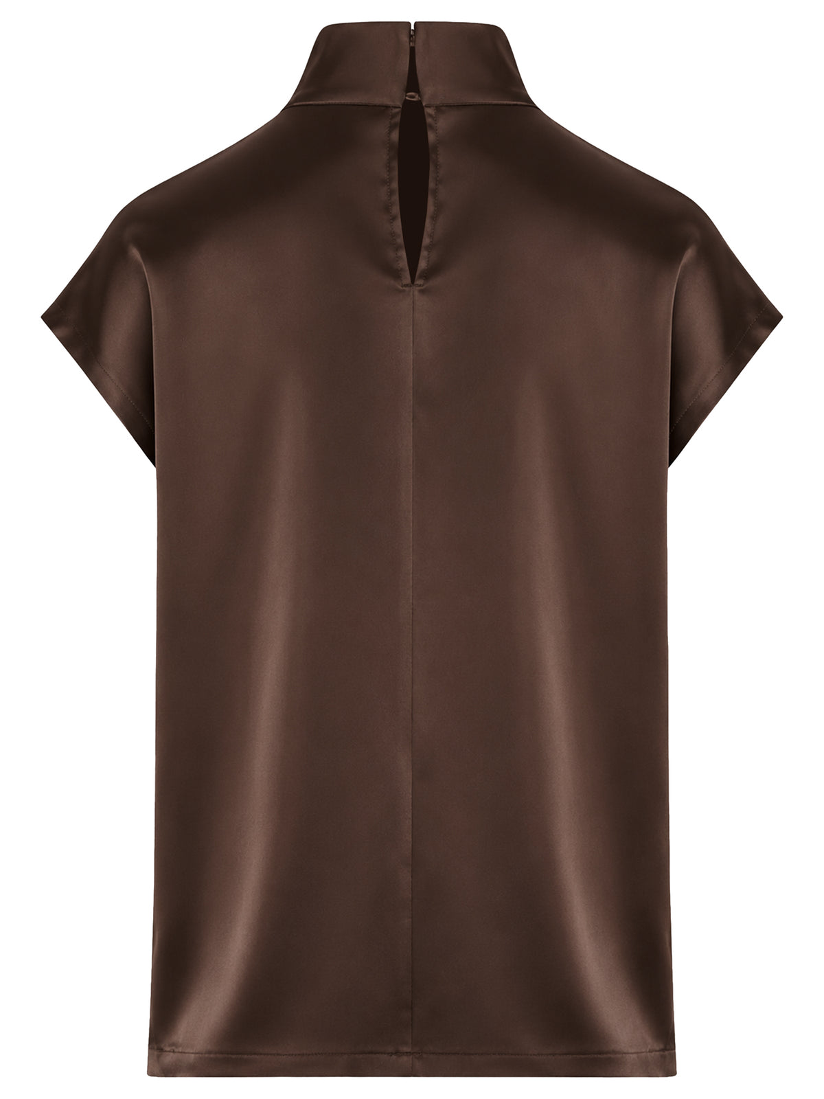 Satinbluse mit Stehkragen | braun