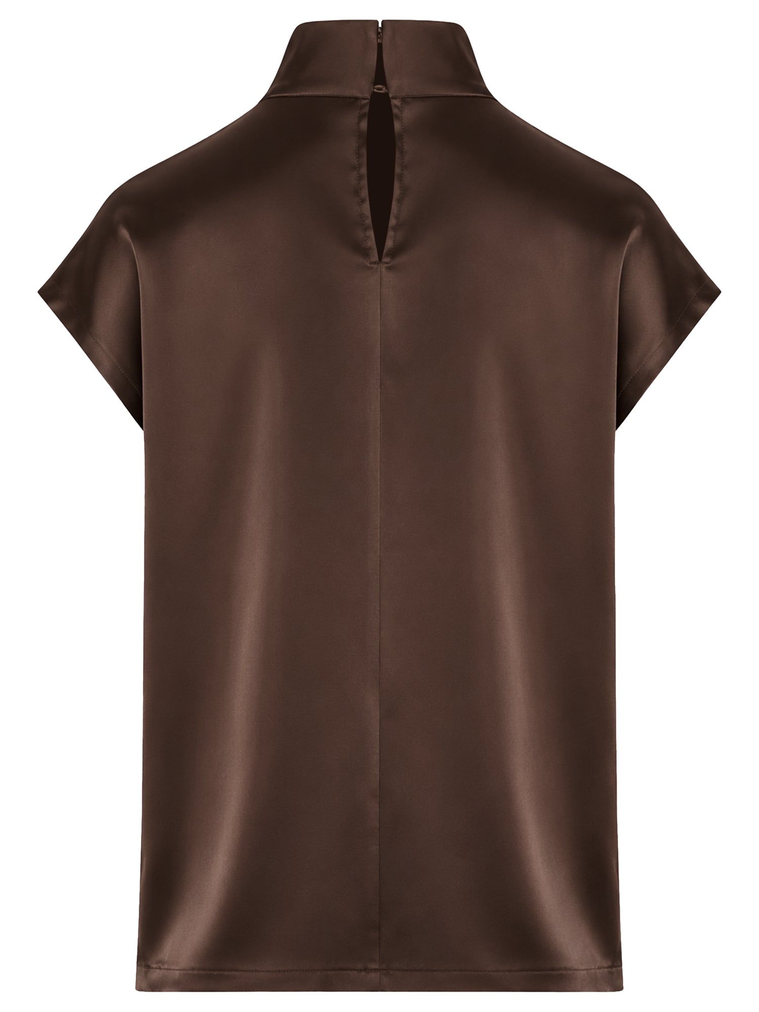 Satinbluse mit Stehkragen | braun