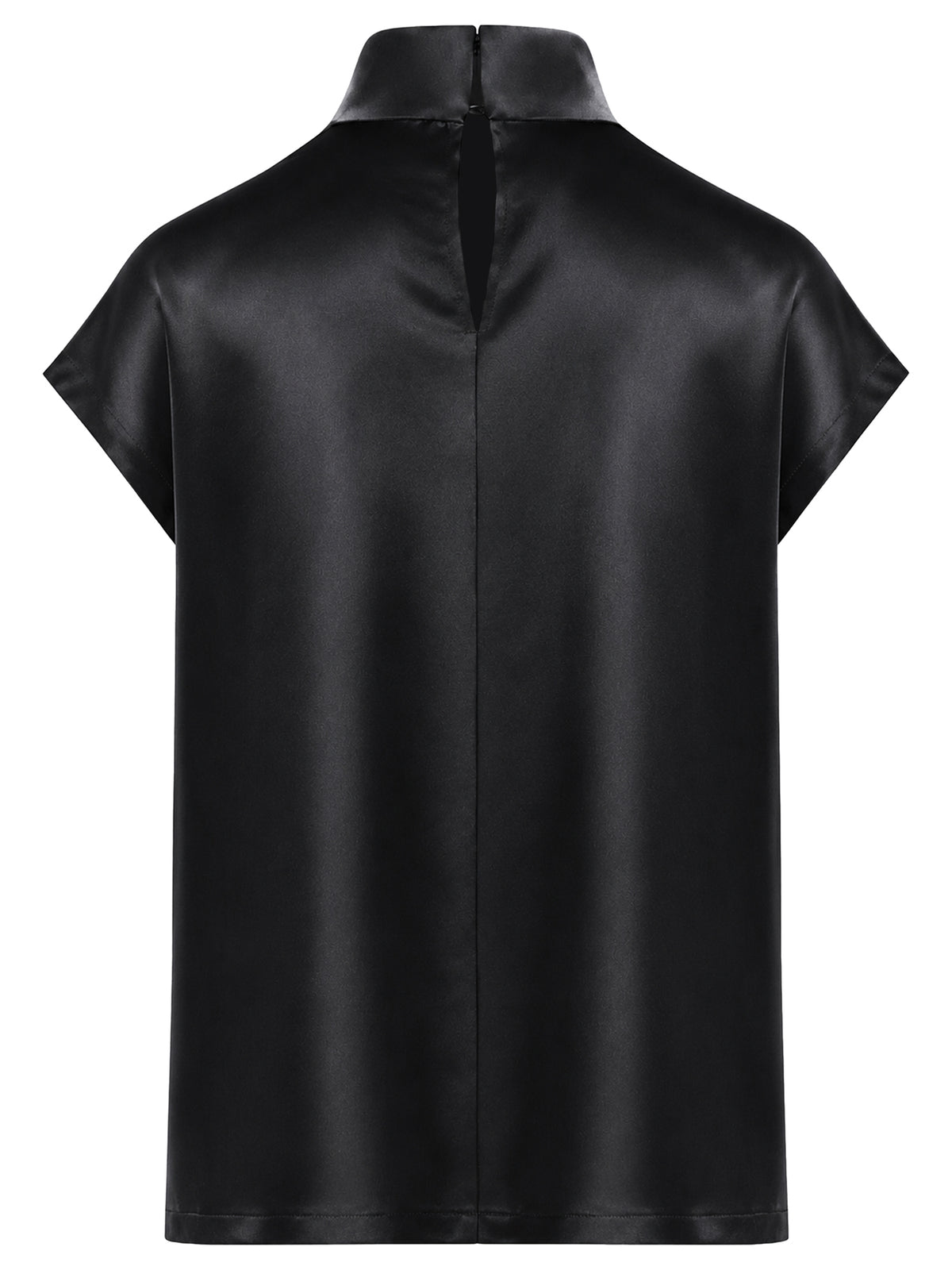 Satinbluse mit Stehkragen | schwarz
