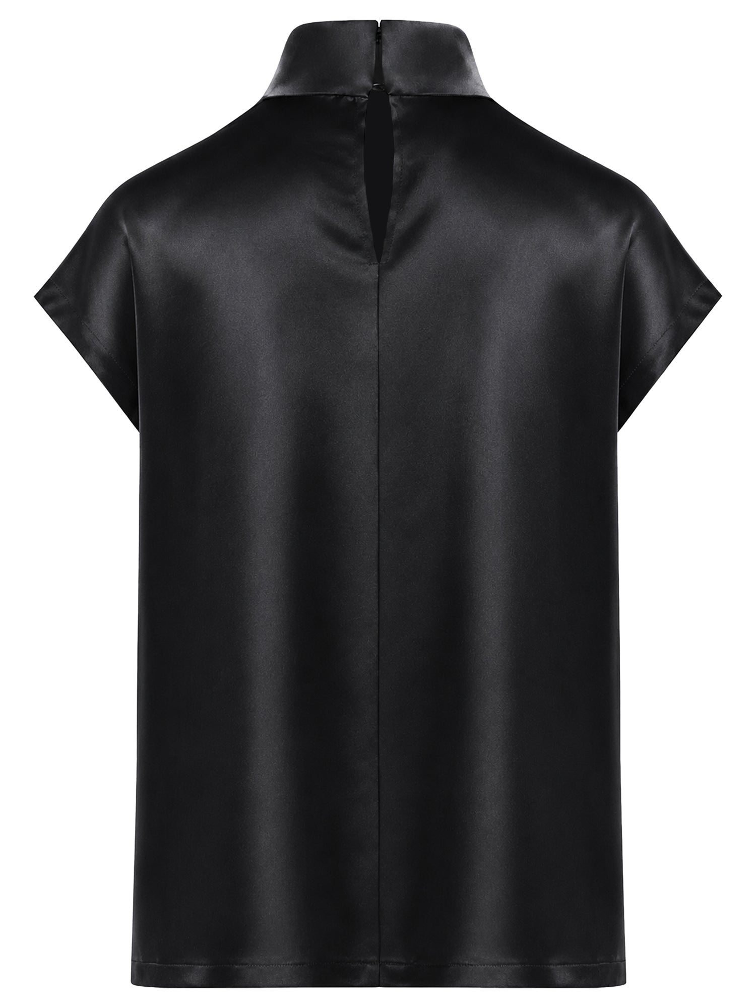 Satinbluse mit Stehkragen | schwarz