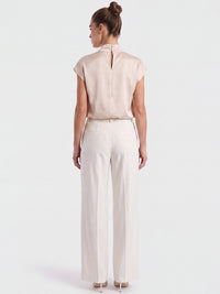 Satinbluse mit Stehkragen | champagner
