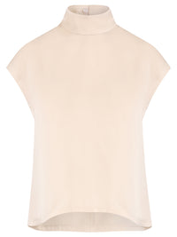 Satinbluse mit Stehkragen | champagner