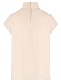 Satinbluse mit Stehkragen | champagner