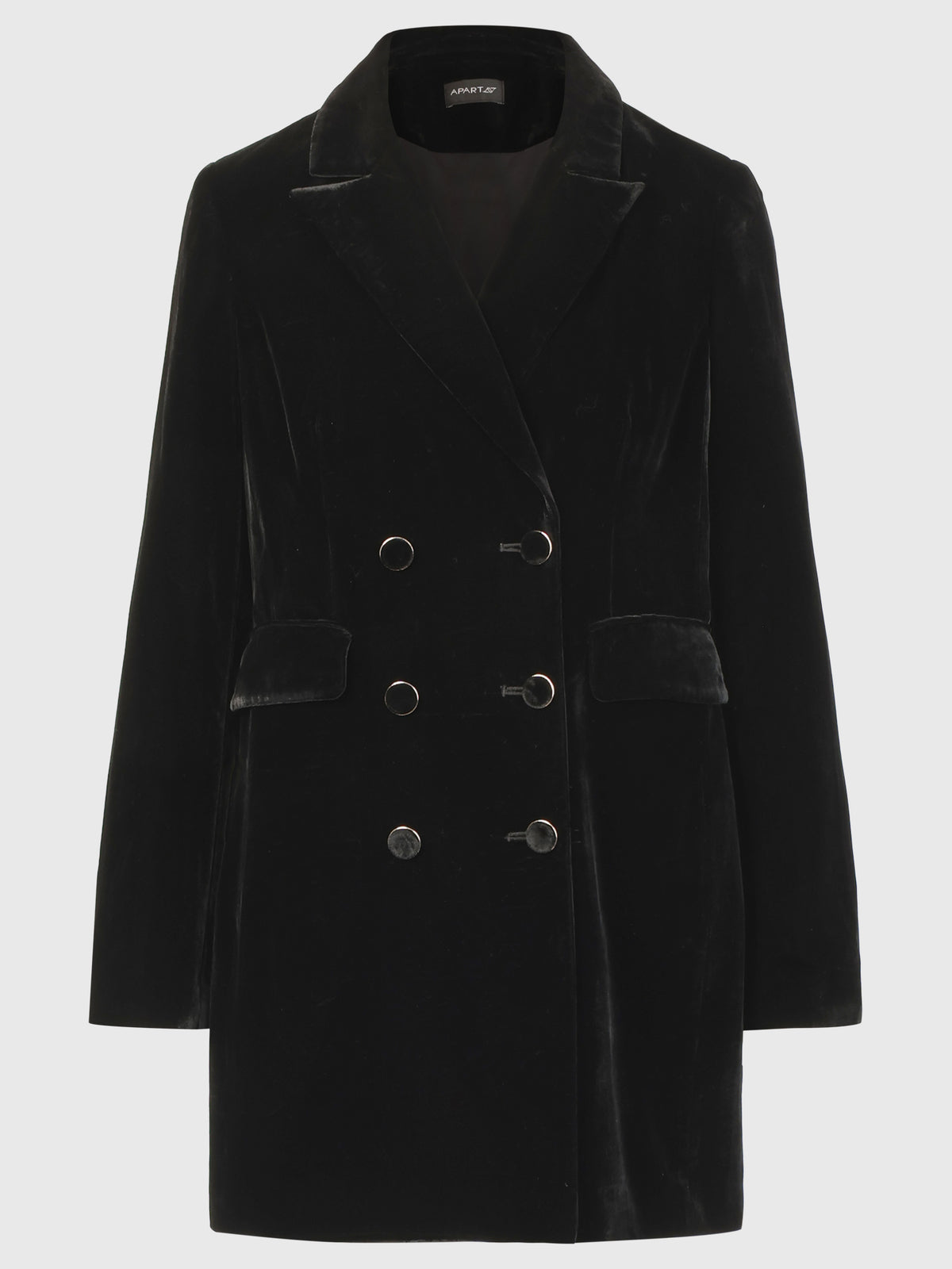 Blazer aus schimmerndem Samt | schwarz