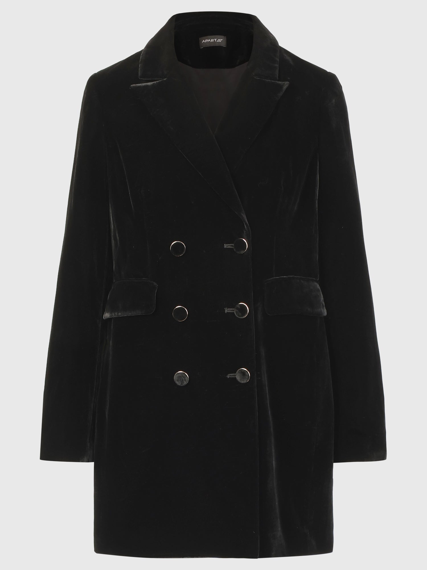 Blazer aus schimmerndem Samt | schwarz