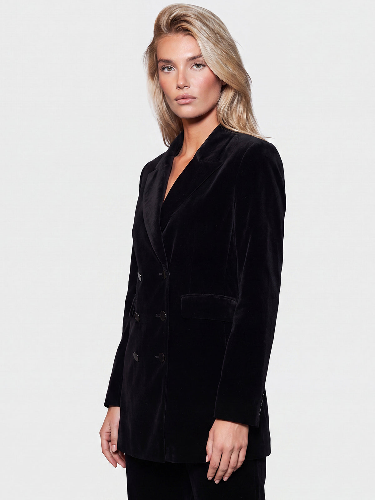 Blazer aus schimmerndem Samt | schwarz