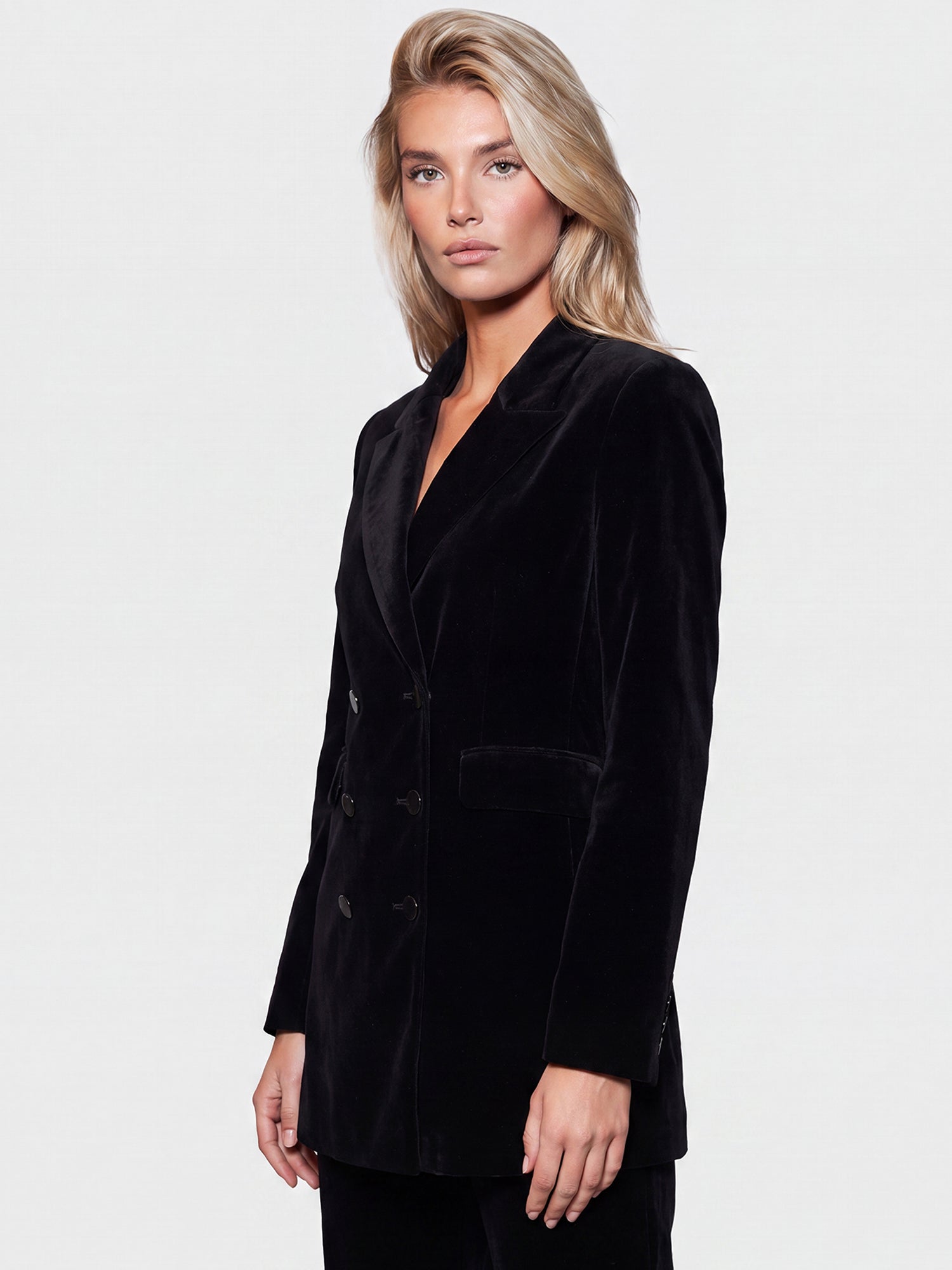 Blazer aus schimmerndem Samt | schwarz