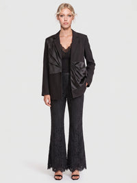 Spitzenhose mit Bootcut | schwarz