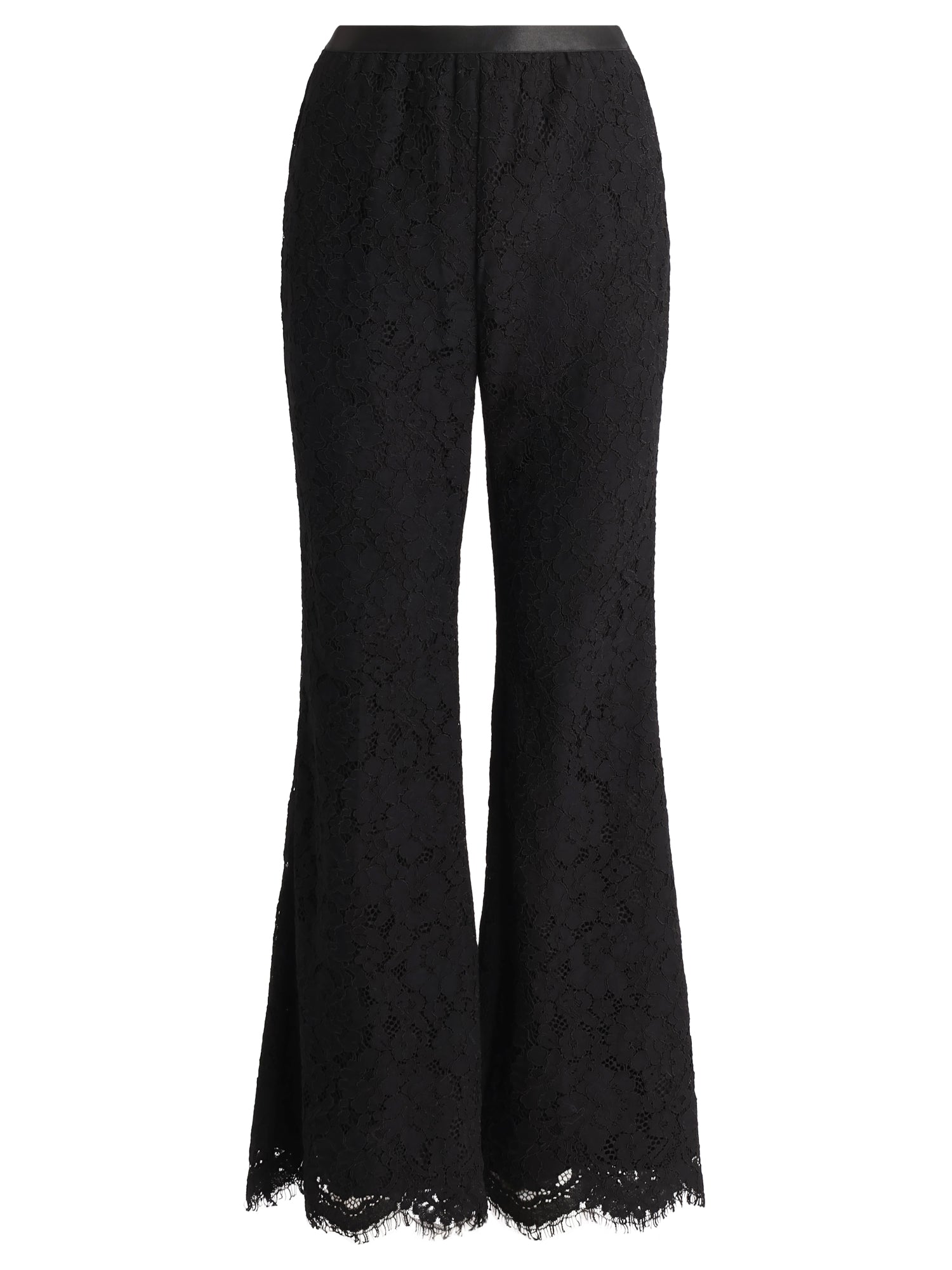 Spitzenhose mit Bootcut | schwarz