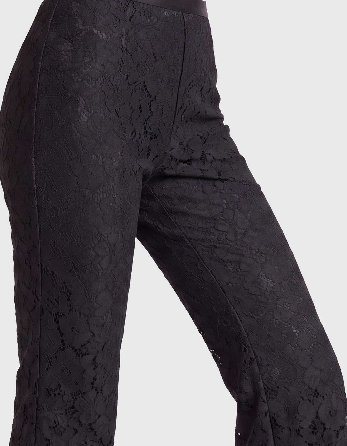 Spitzenhose mit Bootcut | schwarz