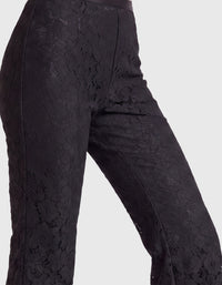 Spitzenhose mit Bootcut | schwarz