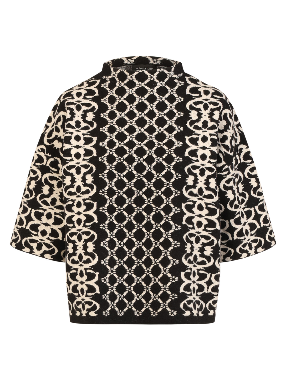 Jacquard-Pullover mit Kaschmir | schwarz-champagner