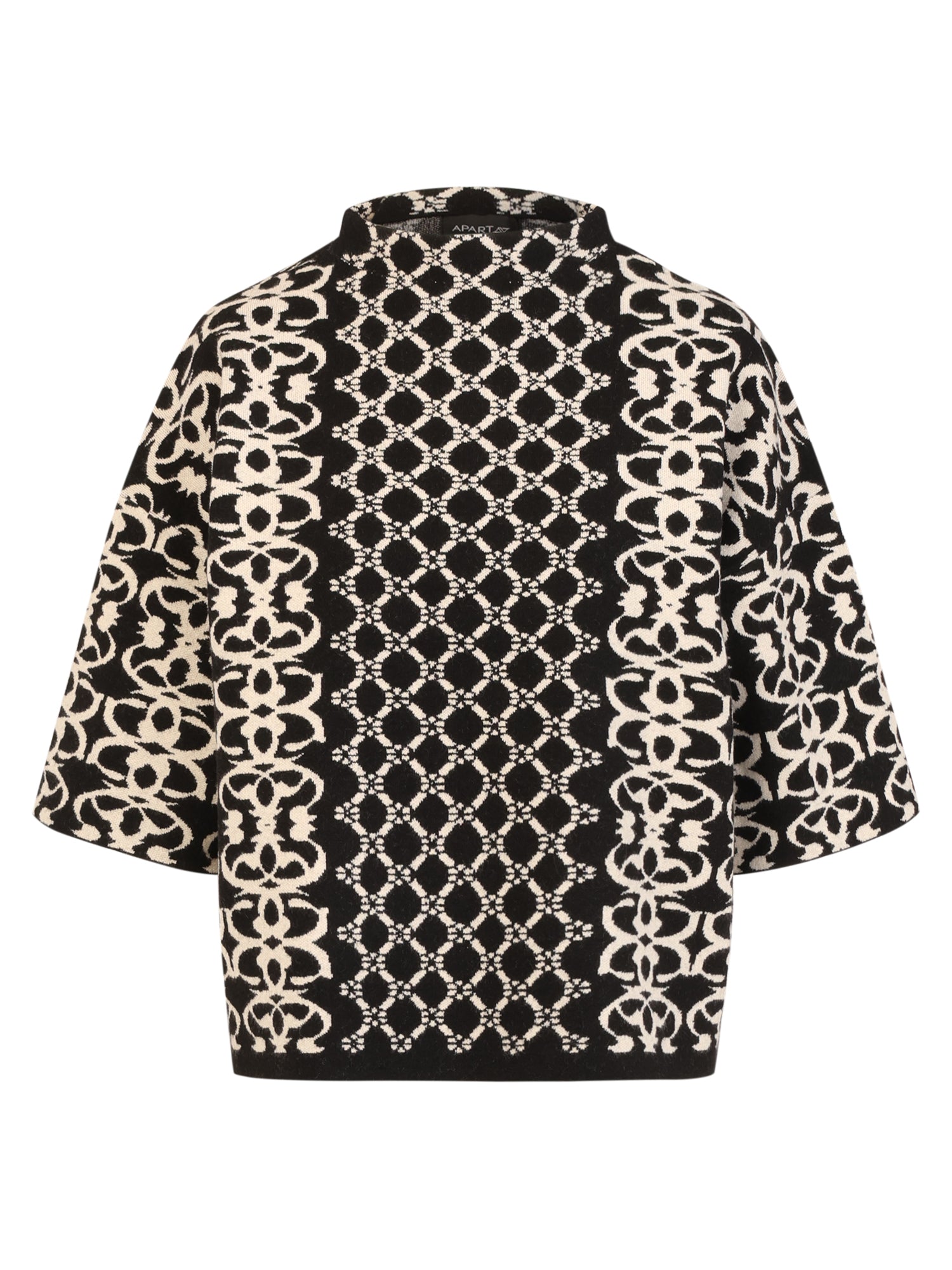 Jacquard-Pullover mit Kaschmir | schwarz-champagner