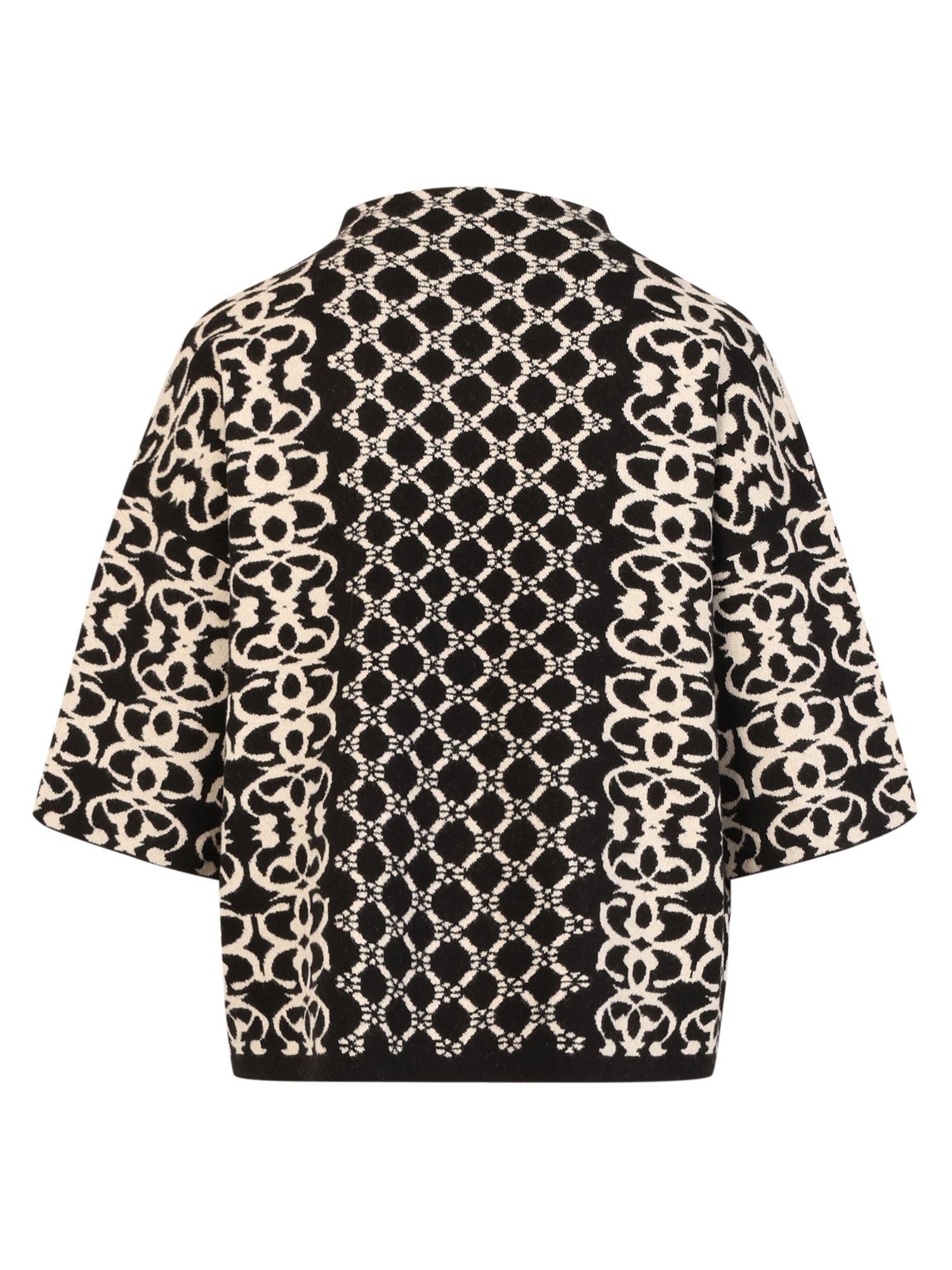 Jacquard-Pullover mit Kaschmir | schwarz-champagner