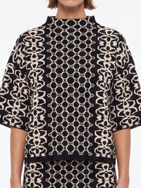 Jacquard-Pullover mit Kaschmir | schwarz-champagner