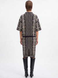 Jacquard-Strickrock mit Kaschmir | schwarz-champagner
