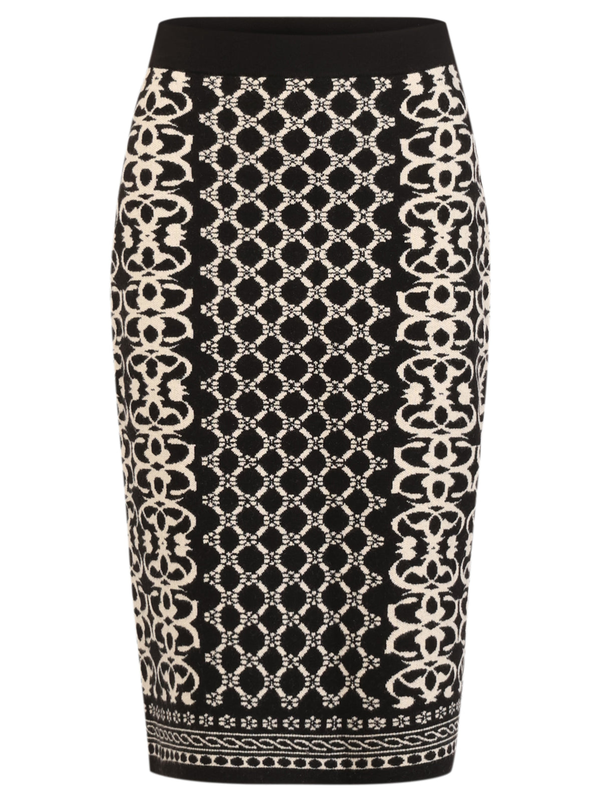 Jacquard-Strickrock mit Kaschmir | schwarz-champagner