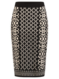 Jacquard-Strickrock mit Kaschmir | schwarz-champagner