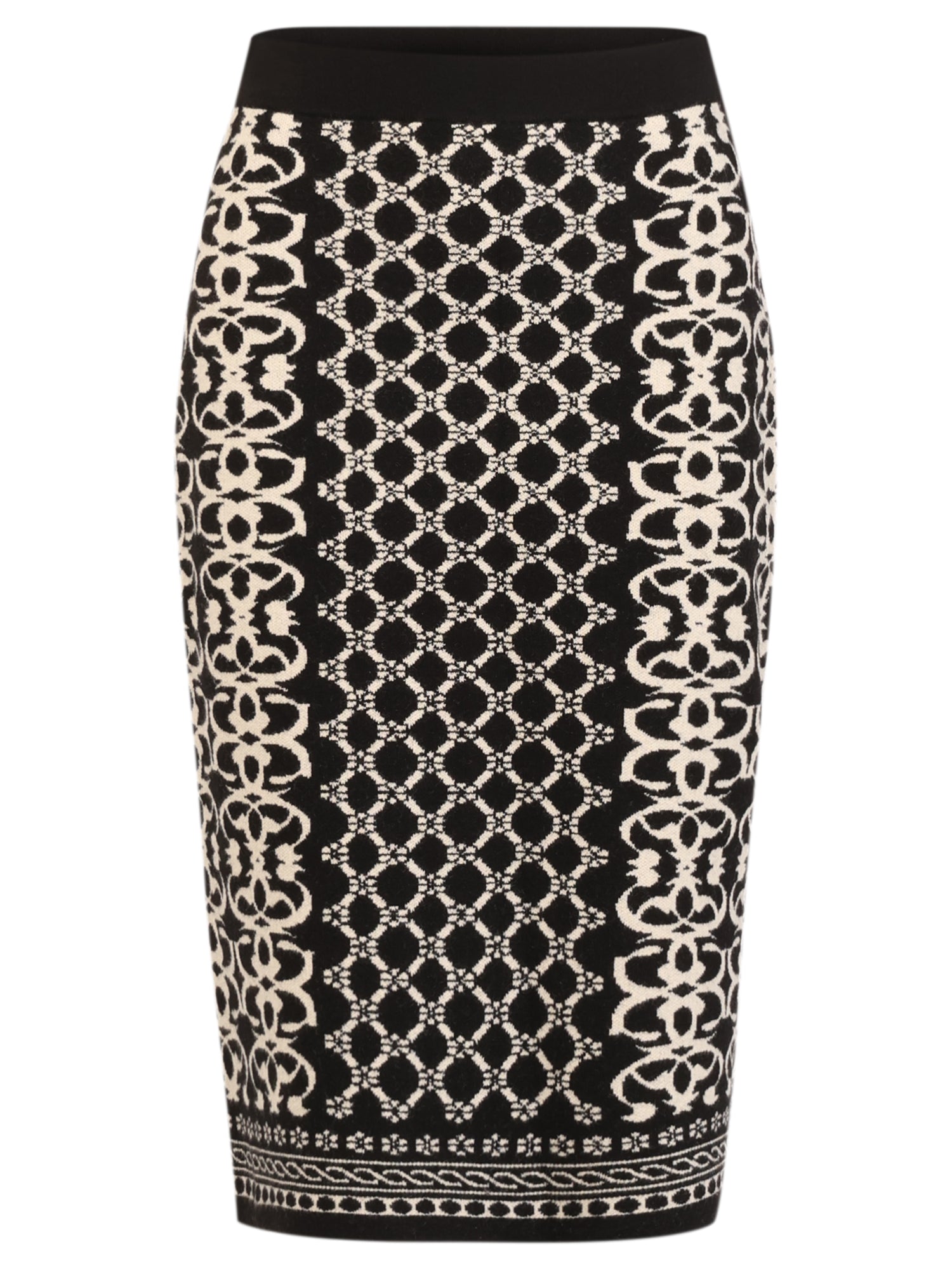 Jacquard-Strickrock mit Kaschmir | schwarz-champagner