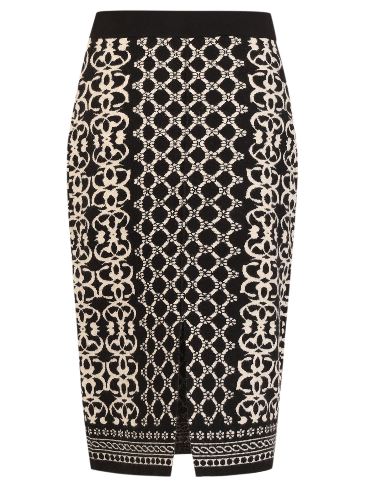 Jacquard-Strickrock mit Kaschmir | schwarz-champagner
