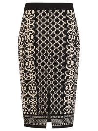 Jacquard-Strickrock mit Kaschmir | schwarz-champagner