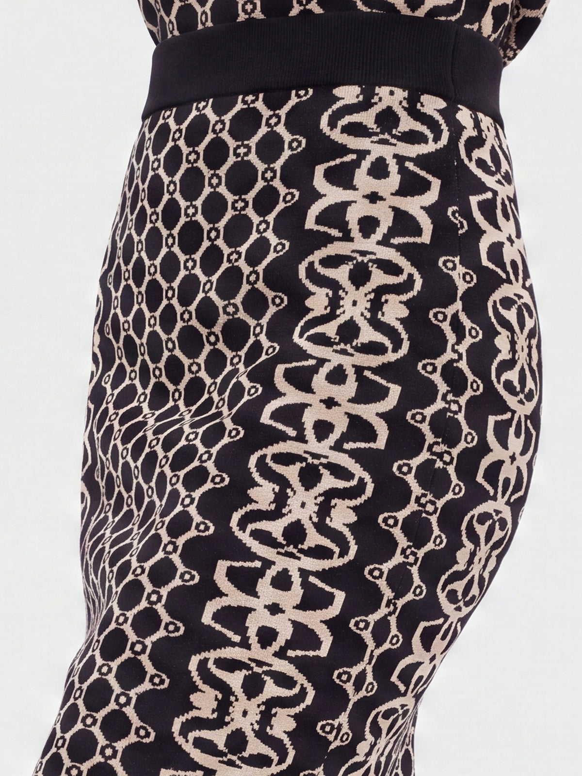 Jacquard-Strickrock mit Kaschmir | schwarz-champagner