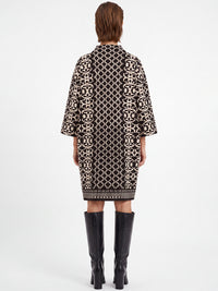 Jacquard-Strickkleid mit Kaschmir | schwarz-champagner