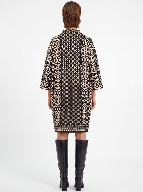 Jacquard-Strickkleid mit Kaschmir | schwarz-champagner image 1