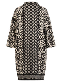 Jacquard-Strickkleid mit Kaschmir | schwarz-champagner