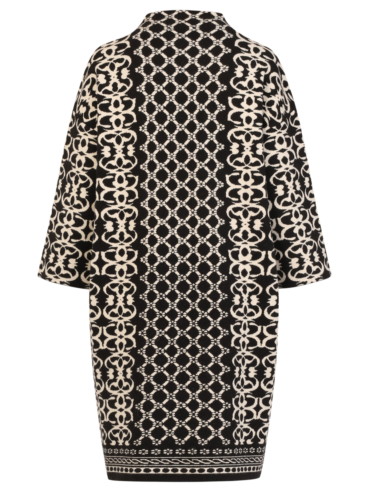 Jacquard-Strickkleid mit Kaschmir | schwarz-champagner