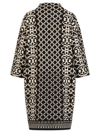 Jacquard-Strickkleid mit Kaschmir | schwarz-champagner
