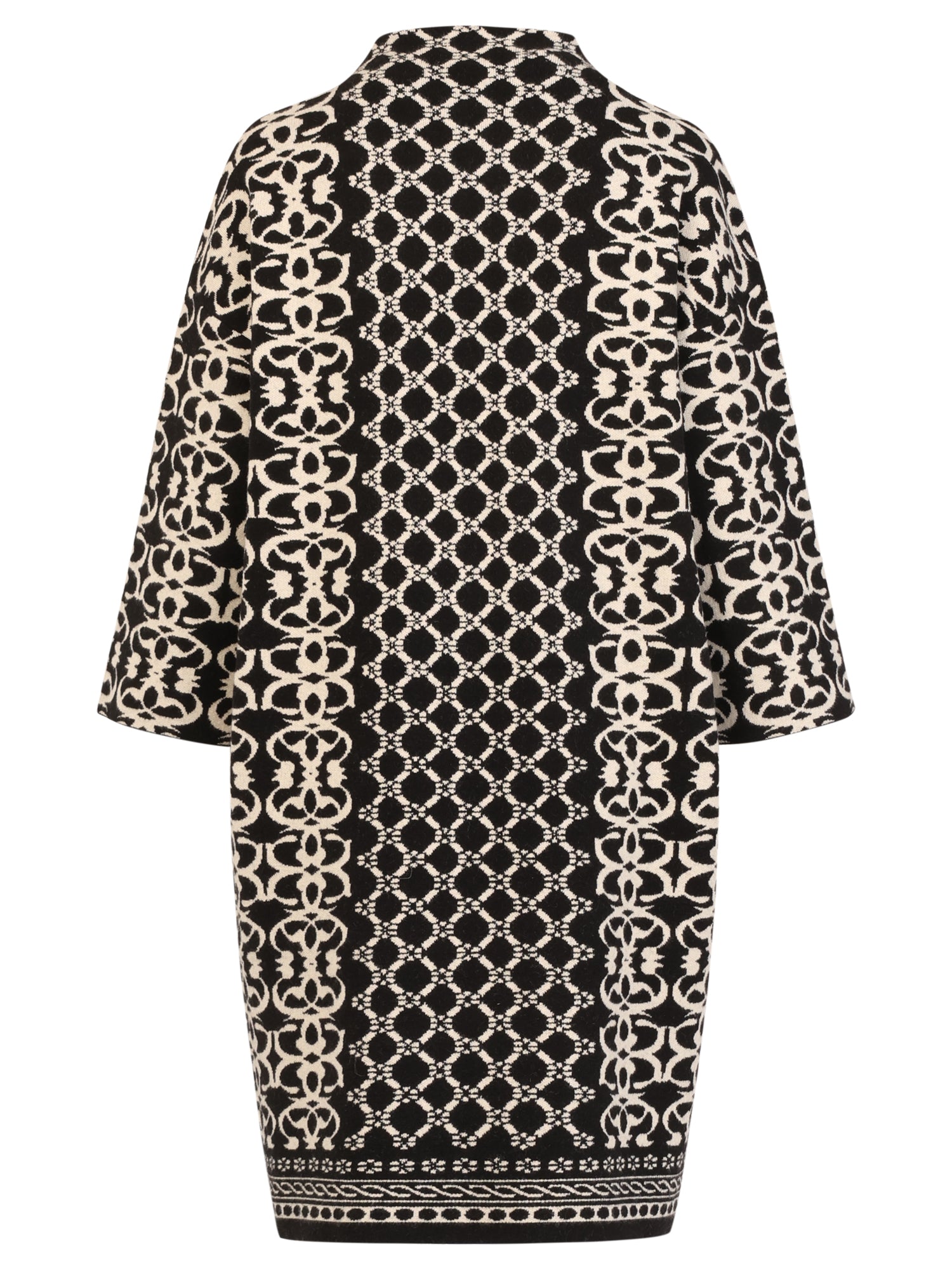 Jacquard-Strickkleid mit Kaschmir | schwarz-champagner