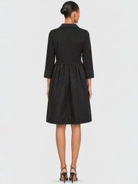 APART Kleid im Materialmix mit Hemdblusenkragen | schwarz