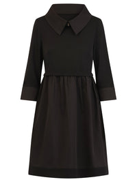 APART Kleid im Materialmix mit Hemdblusenkragen | schwarz
