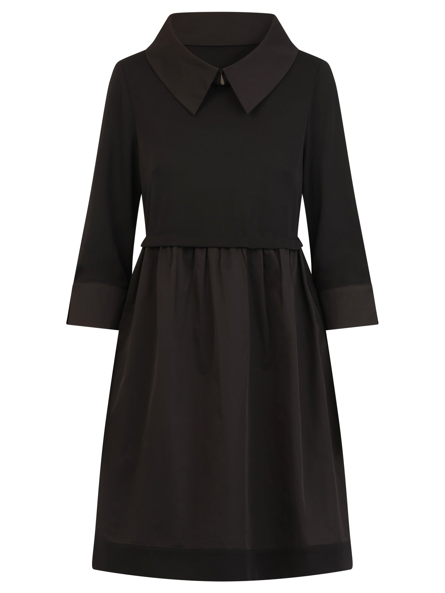 APART Kleid im Materialmix mit Hemdblusenkragen | schwarz