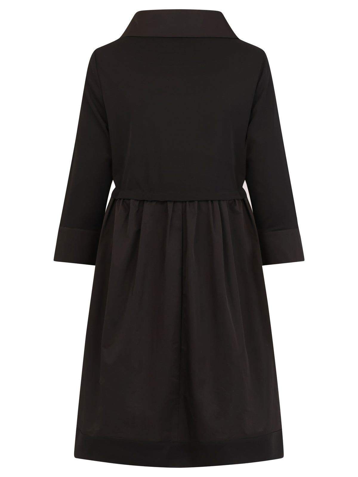 APART Kleid im Materialmix mit Hemdblusenkragen | schwarz