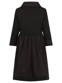 APART Kleid im Materialmix mit Hemdblusenkragen | schwarz
