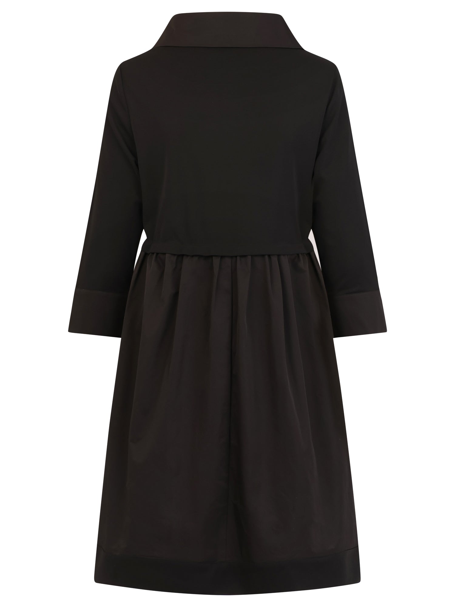 APART Kleid im Materialmix mit Hemdblusenkragen | schwarz